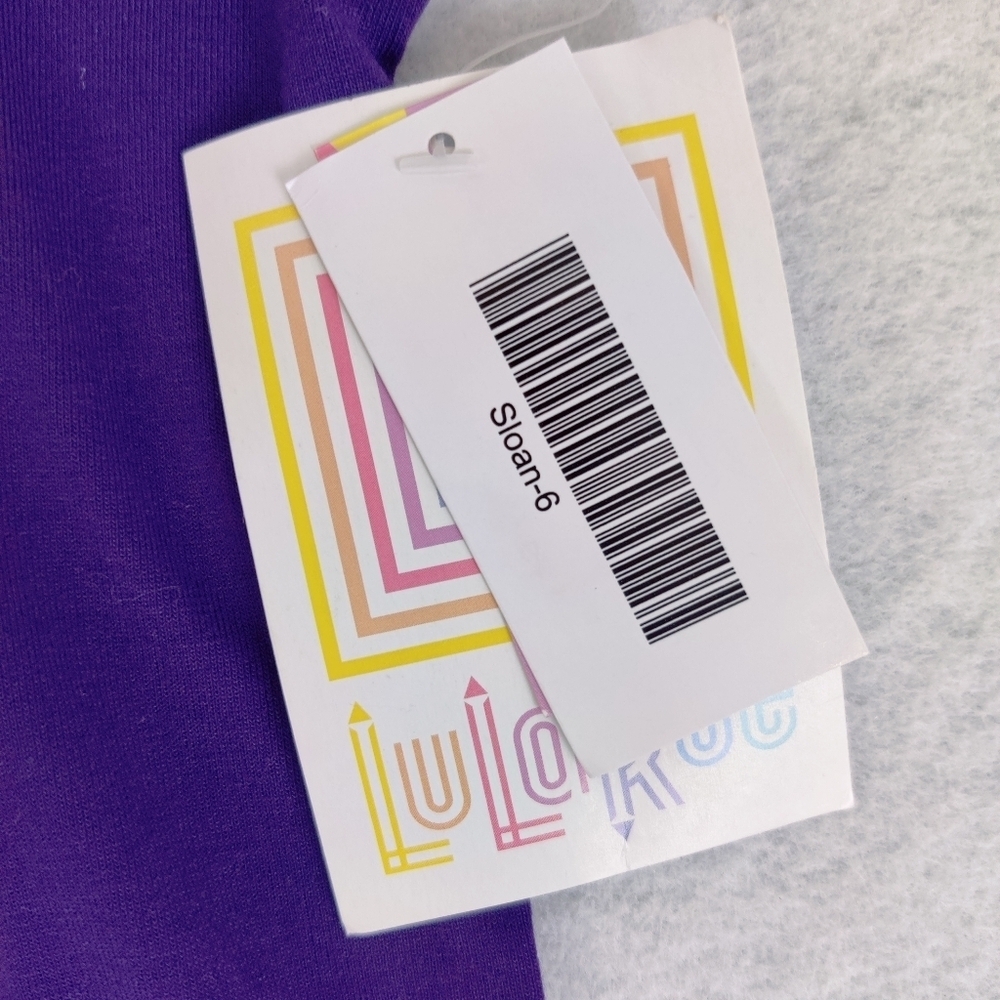 NEW LuLaRoe Sloan Tee Kids' Baseball Top Raglan Girls Boys Size 6 Purple - Picture 4 of 11